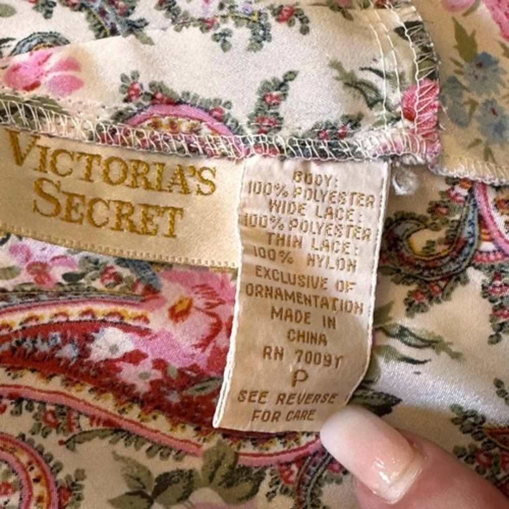 Victoria Secrets Floral Paisley Lace Trim Cami Mini Dress Lingerie Sleepwear‎ - Picture 9 of 14